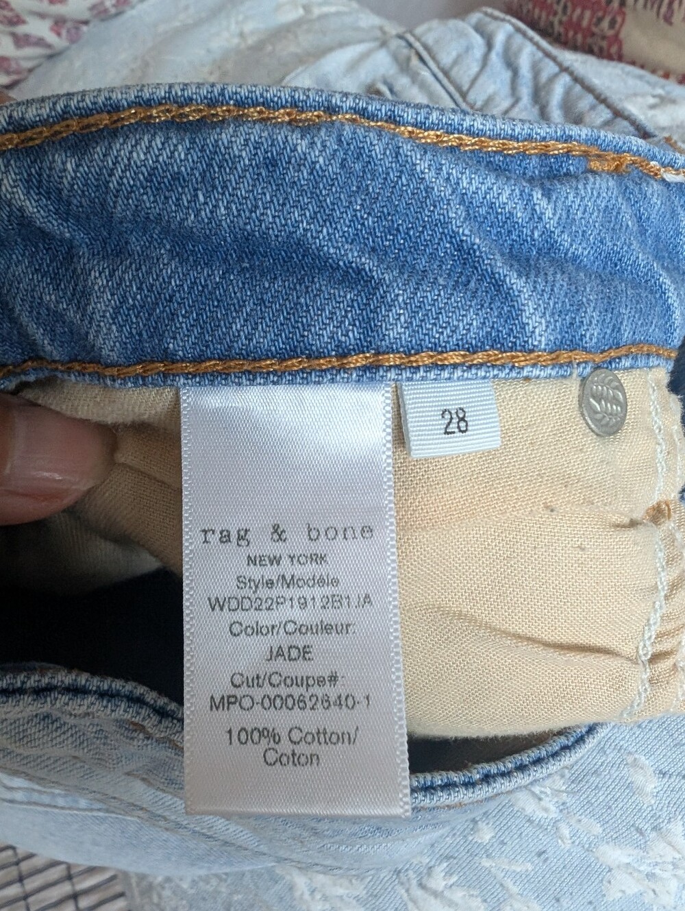 rag & bone Light Blue Frayed Edge Denim Shorts - Picture 3 of 4